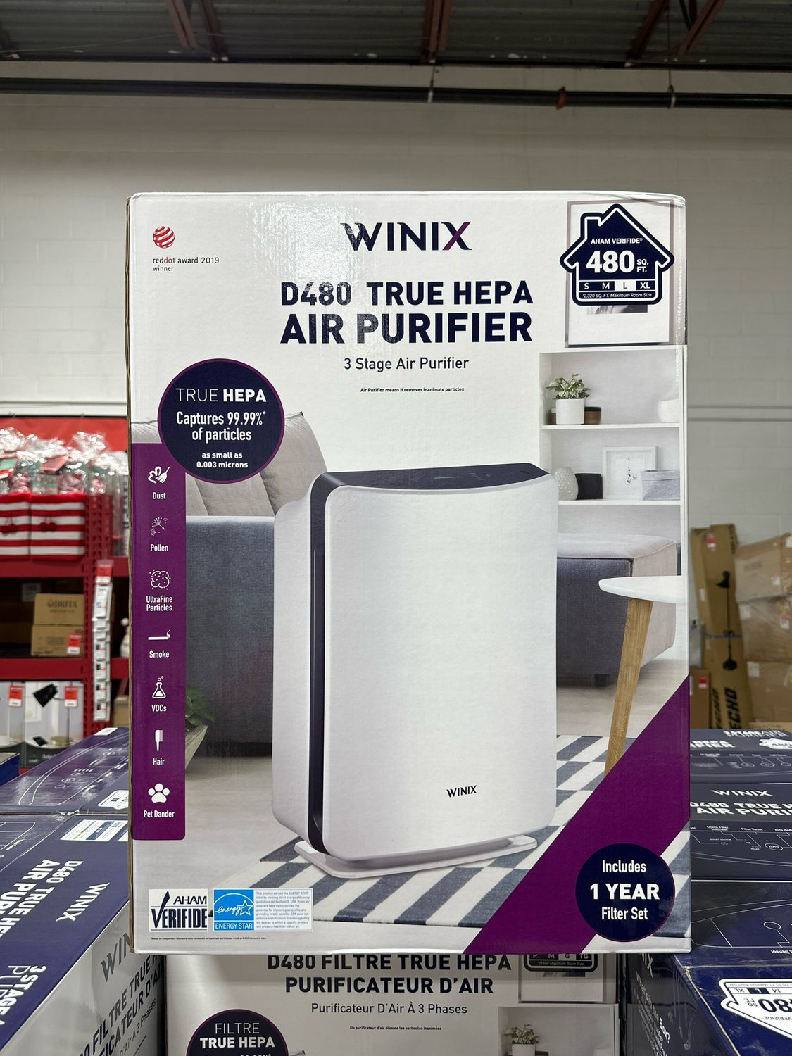 Winix D480TRUE HePA 3-Stage Air Purifier, Aham Verified for 480 Sq.ft. — liquidation pallet load photo 1