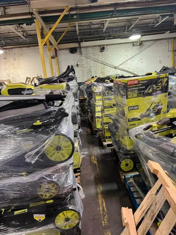 Bulk Battery Operated Mowers — liquidation pallet load photo 1