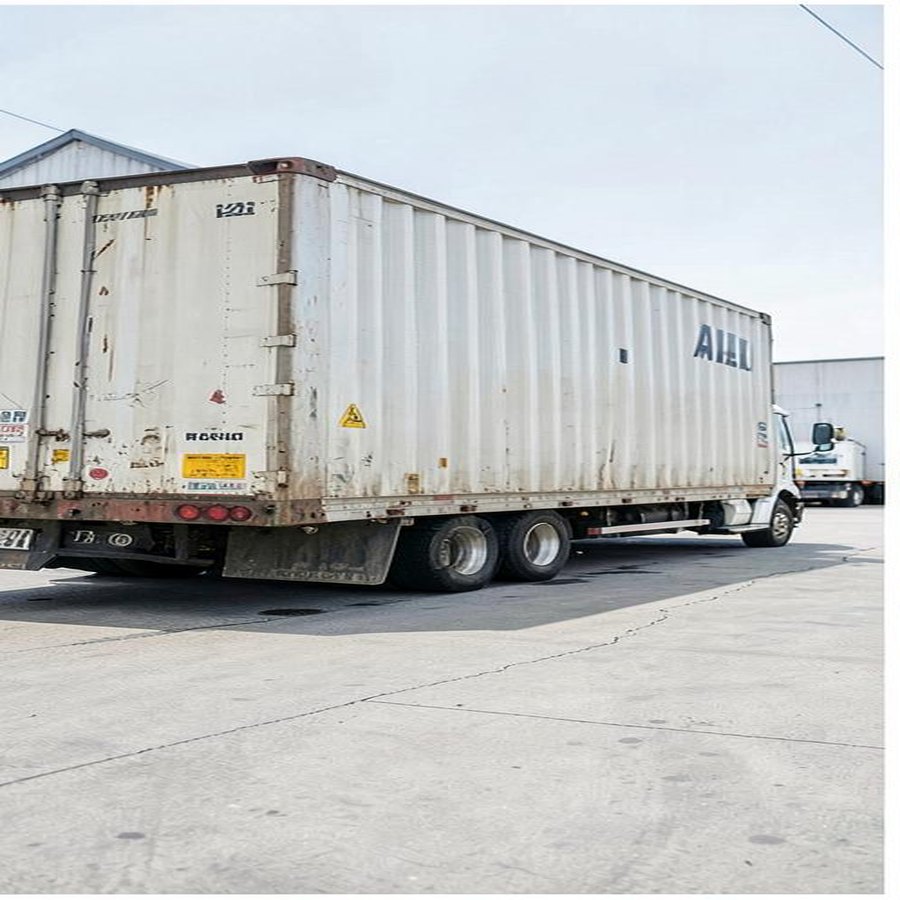 Dry van trailer positioned at a wholesale liquidation warehouse loading dock