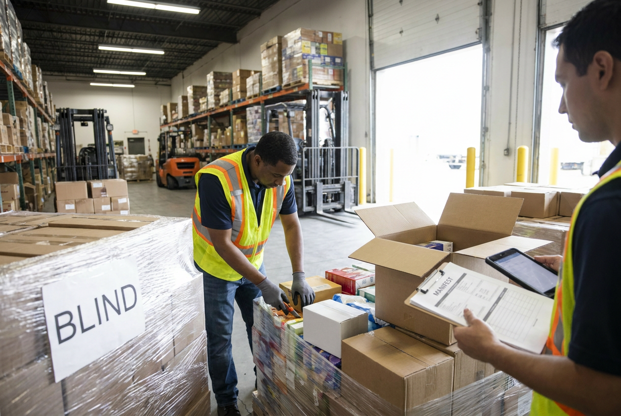 Documenting a liquidation delivery Liquidation cartons and receiving checklist used to document pallet counts and visible packaging condition