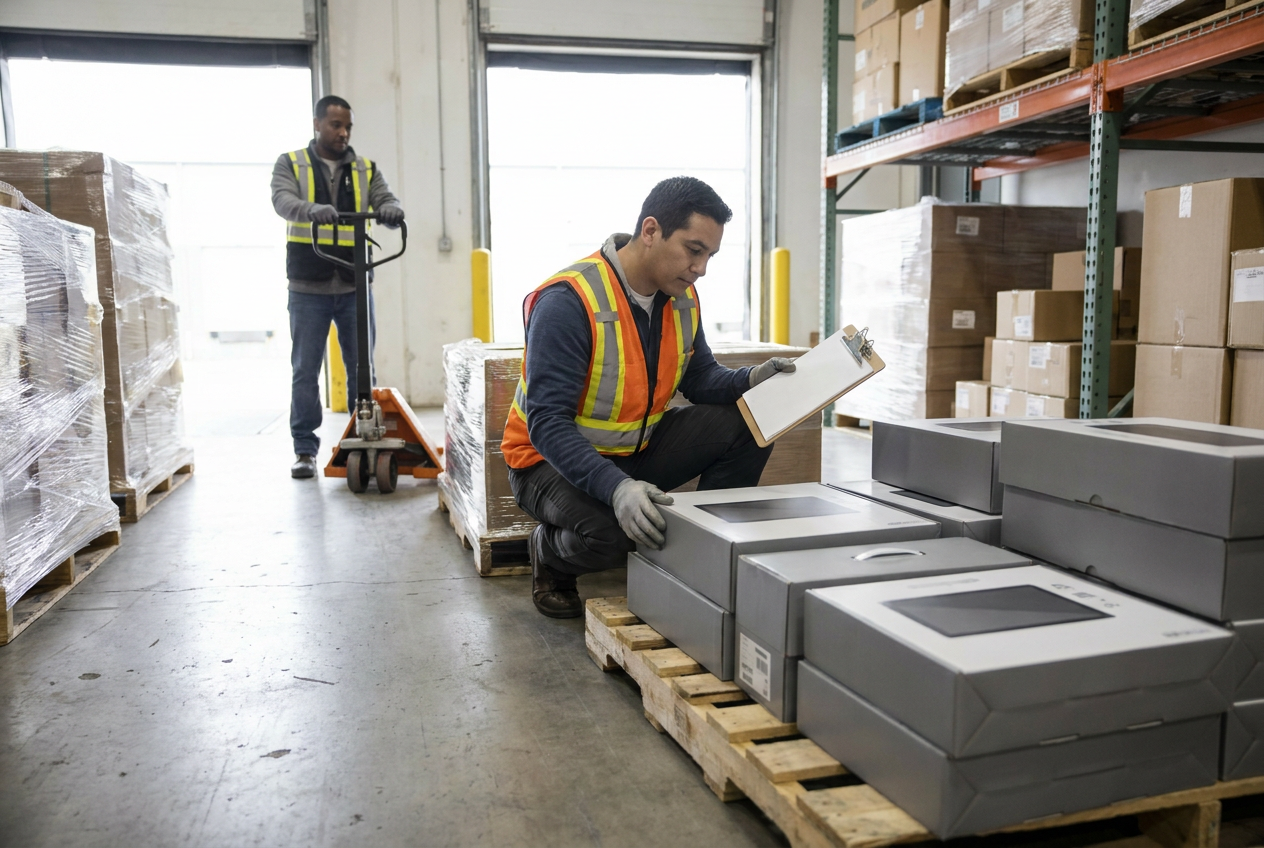 Receiving checks for repeated inventory Sorted liquidation inventory with separate groups for repeated models, color variants and condition checks