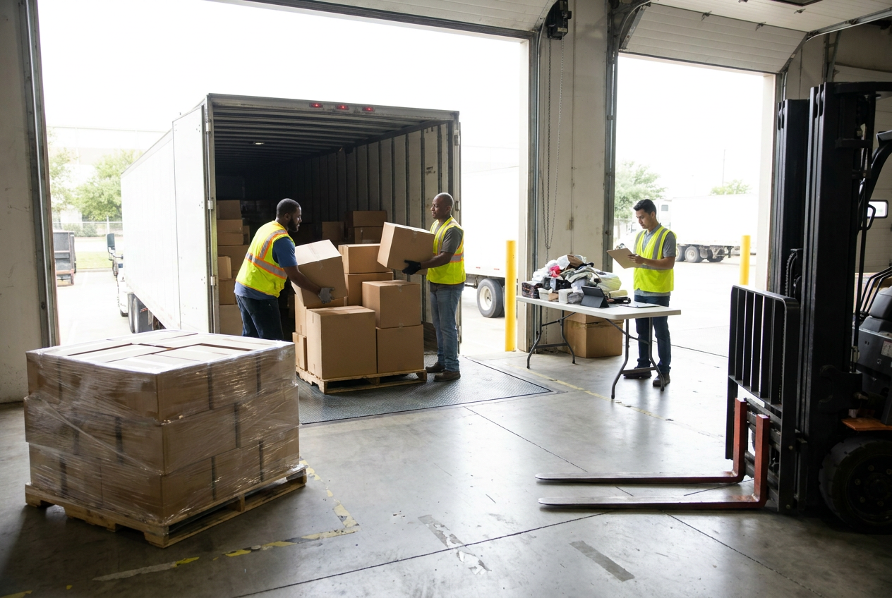 floor loaded liquidation truckloads: Unloading Requirements — PalletCove Liquidation, Dallas, Texas