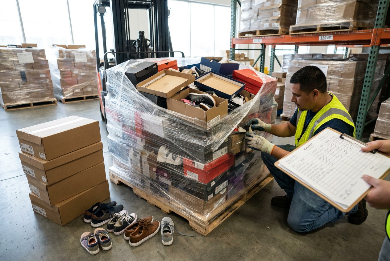 footwear liquidation pallets: sizes, pairs, and packaging — PalletCove Liquidation, Dallas, Texas