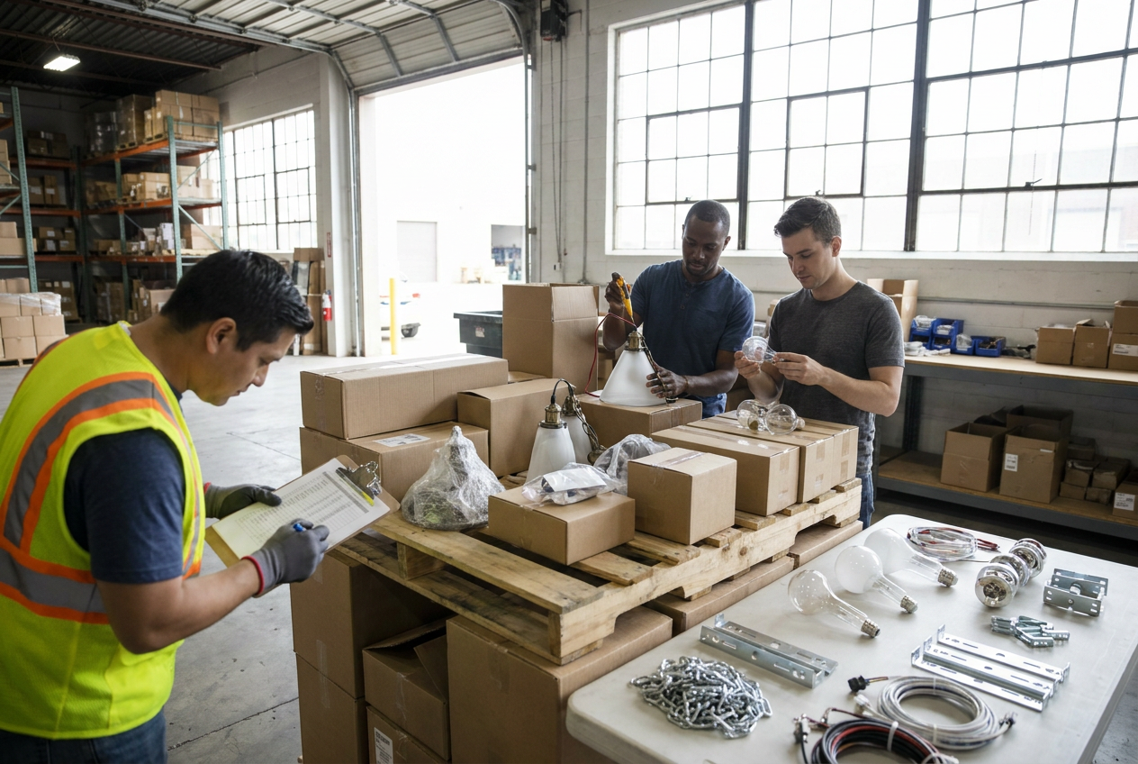 lighting liquidation pallets: Fixtures, Bulbs and Fit — PalletCove Liquidation, Dallas, Texas