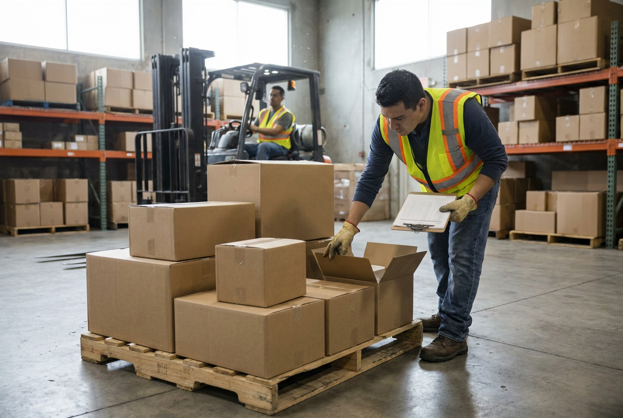 Editorial illustration of separated hold inventory and review records for questionable liquidation goods