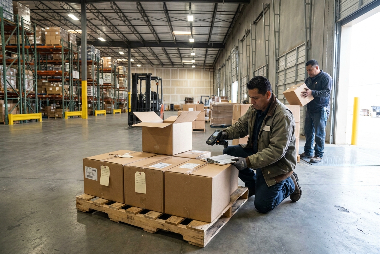 Reseller sales tax nexus worksheet beside invoices and a laptop used to organize interstate orders