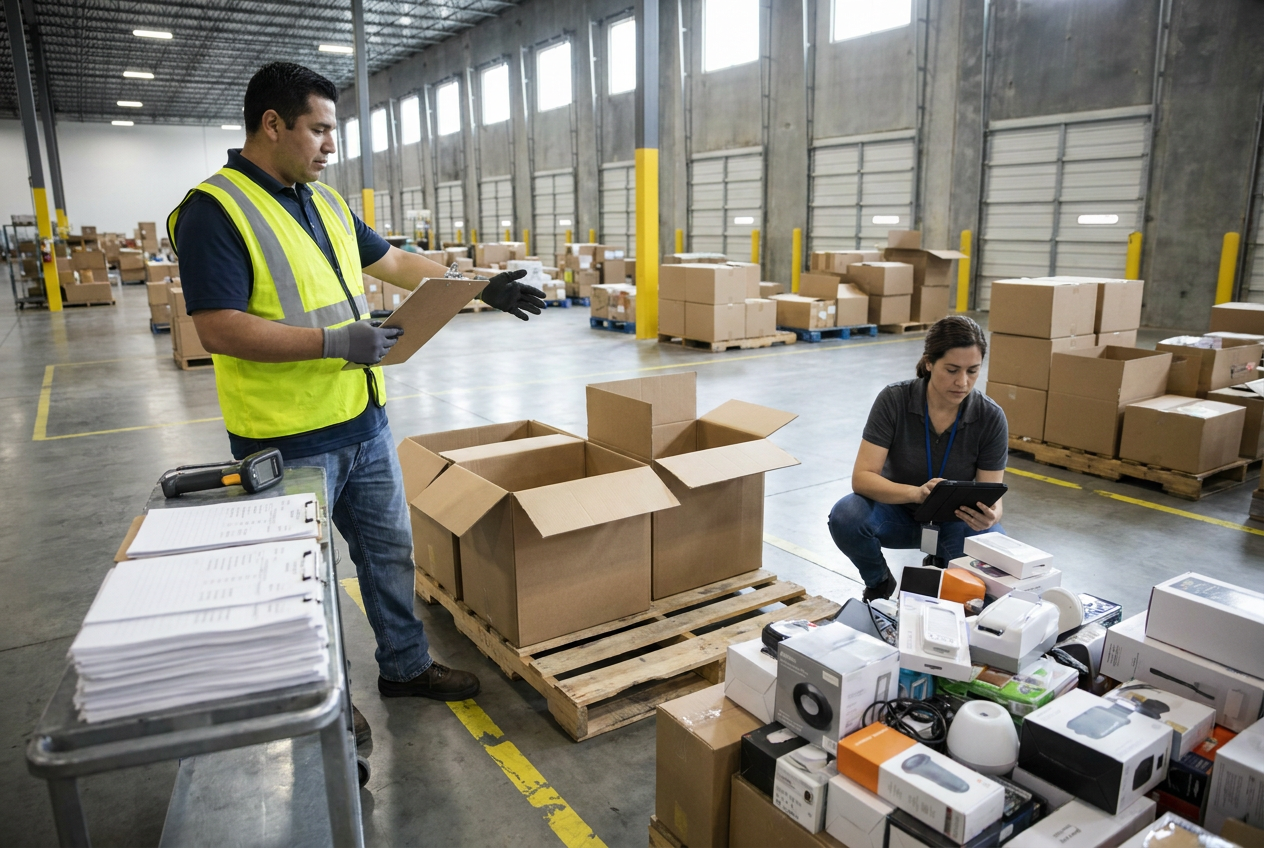 Store liquidation vs retail liquidation comparison showing store shelving and palletized merchandise