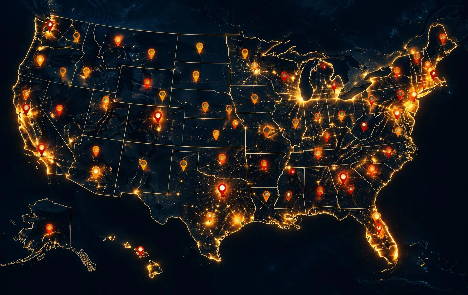 Map of the United States showing the states PalletCove Liquidation ships liquidation pallets and truckloads to from Dallas, Texas